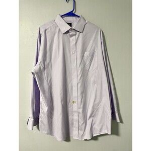 Jos A Bank Traveler Button Up Shirt 17.5 34 Lavender 100%‎ Cotton Spread Collar